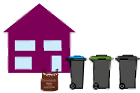 Graphic of bins outside a house