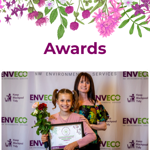 Flower Header - text awards - image of entrant